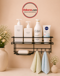 Wall Mounted Shelf With Hooks And Soap Holder