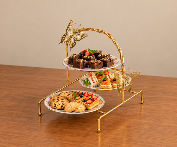 Golden Butterfly 3-Tier Serving Stand
