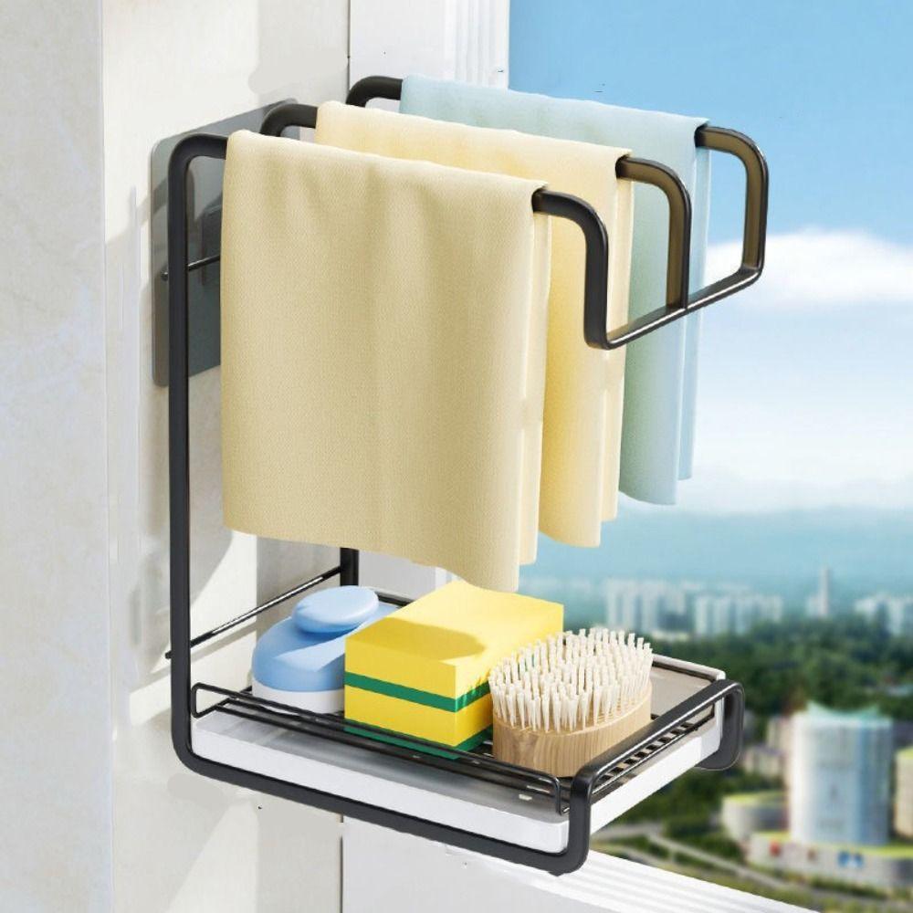 Towel and sponge storage rack, multi-use
