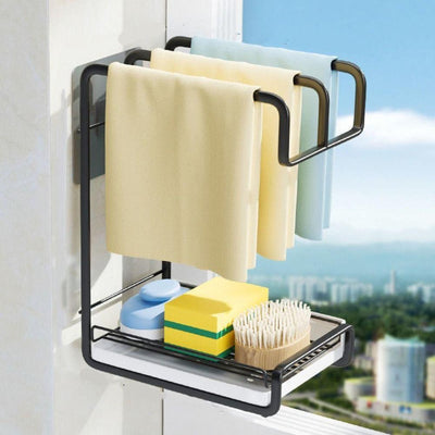 Towel and sponge storage rack, multi-use