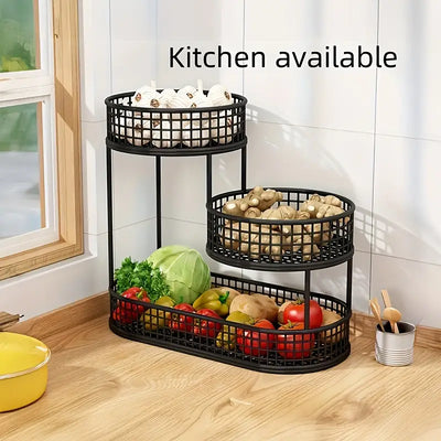 Elegant Multi-Tier Metal Fruit Basket - Large, Luxury Design