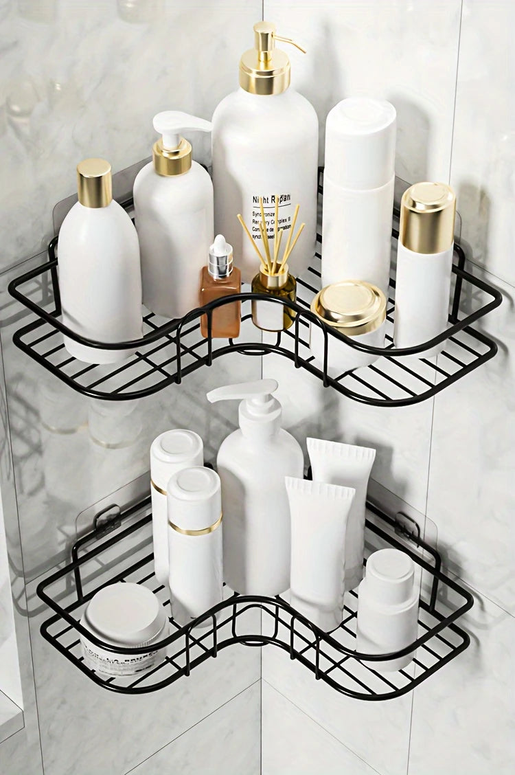 Triangular bathroom shelf for mounting on the wall
