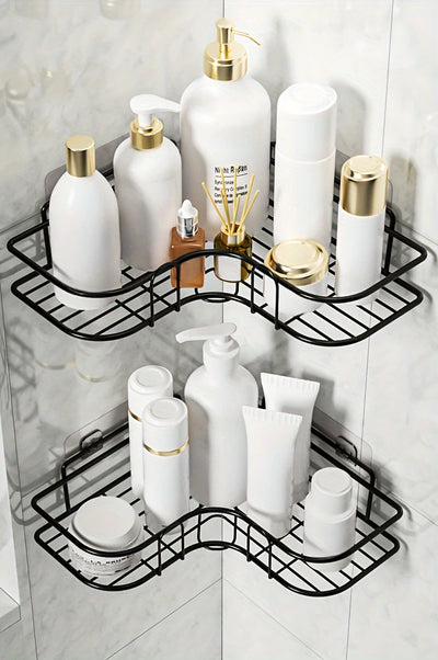 Triangular bathroom shelf for mounting on the wall