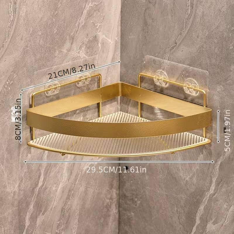 Luxury Golden Corner Bathroom Shelf – 2 Tier