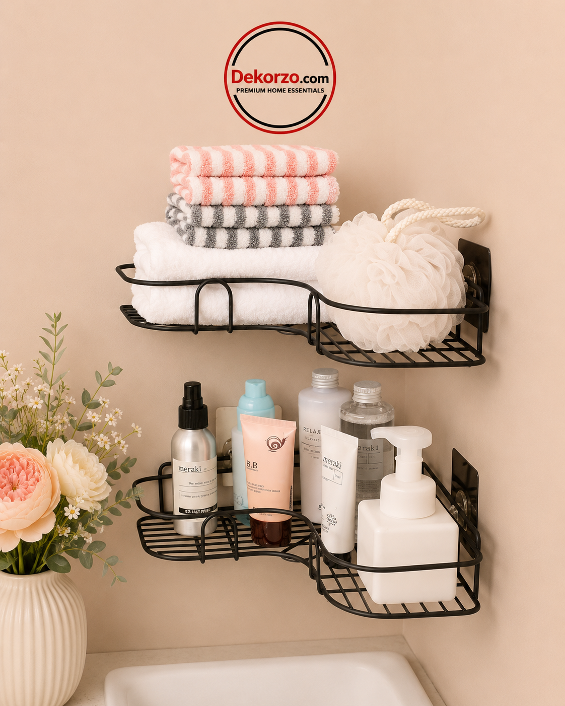 Metal Bathroom Corner Rack Storage Shelves