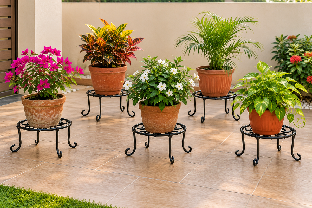 Decorative Black Metal Plant Stands – Scrollwork Iron Pot Holders