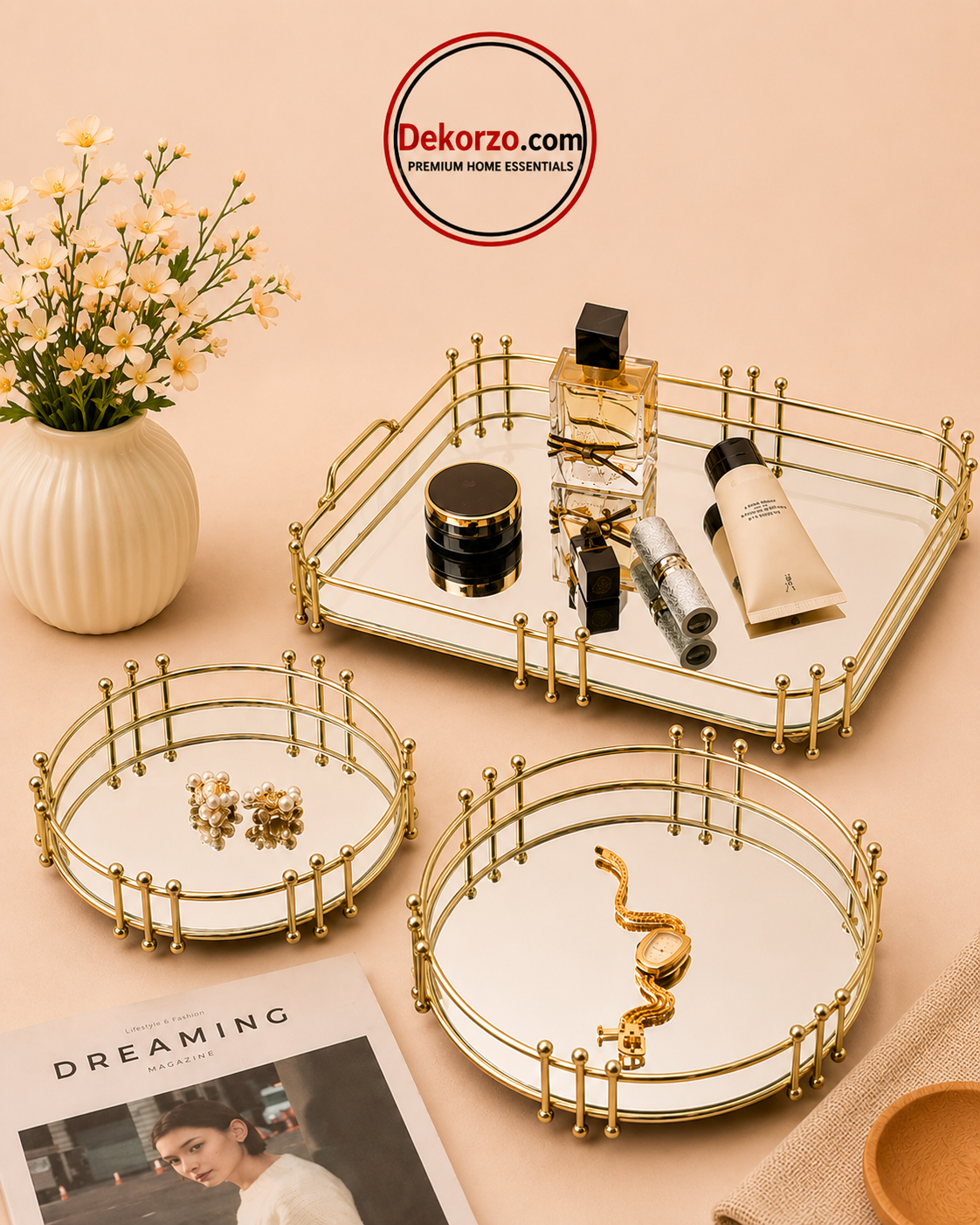 Modern Luxury Geometric Metal Jewelry Tray