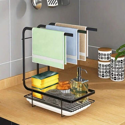 Towel and sponge storage rack, multi-use