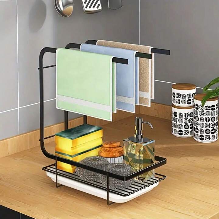 Towel and sponge storage rack, multi-use