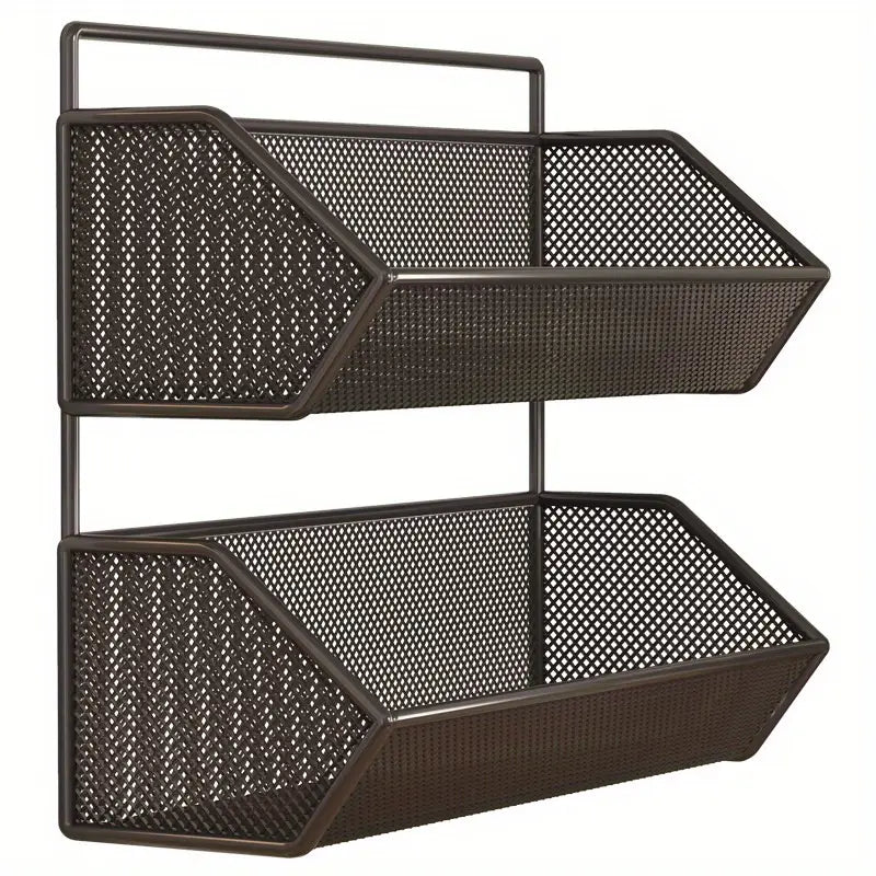 2-Tier Metal Wall Hanging Basket for Kitchen