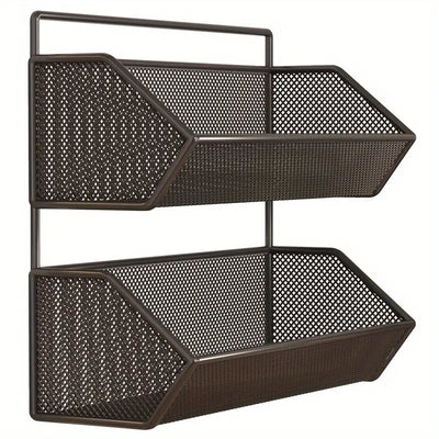 2-Tier Metal Wall Hanging Basket for Kitchen