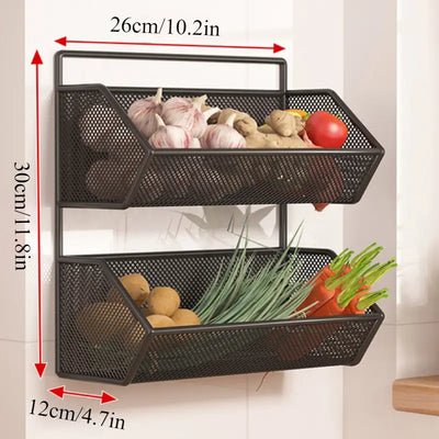2-Tier Metal Wall Hanging Basket for Kitchen