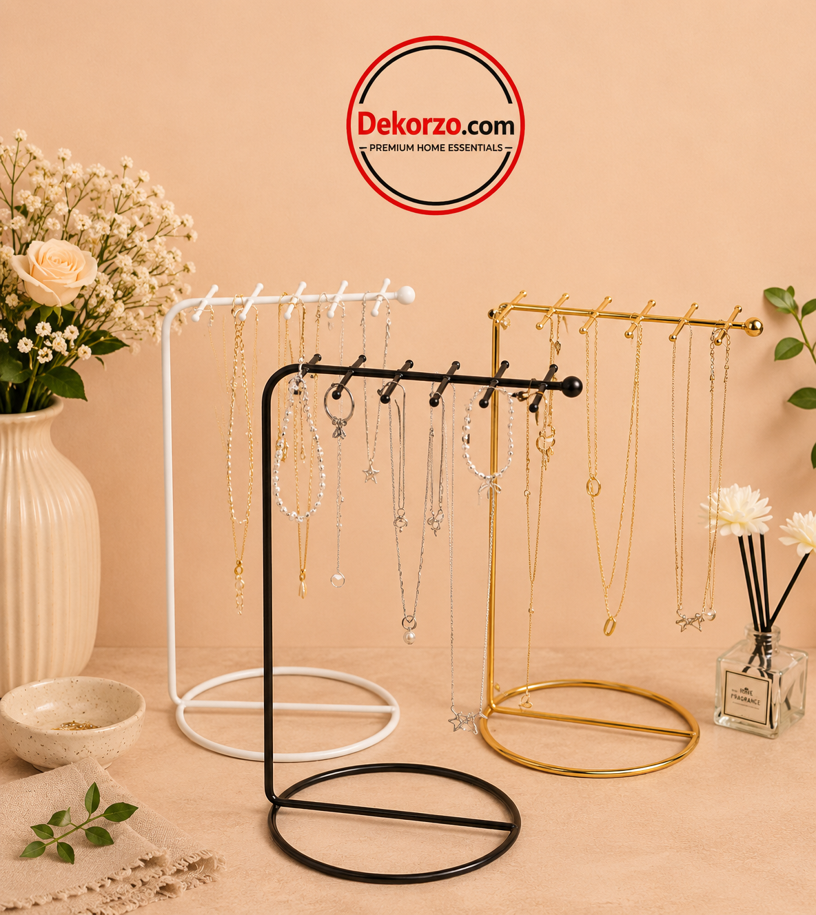 Jewelry & Accessory Organizer Stand for Necklaces, Rings, and Watches