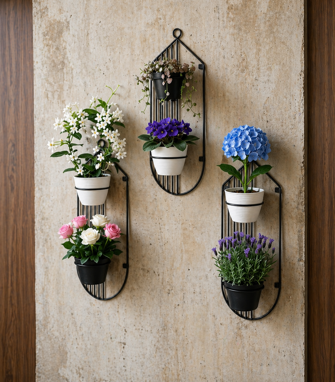 Modern Wall Mounted Plant Holder Set (3-Piece Decorative Planter Rack)