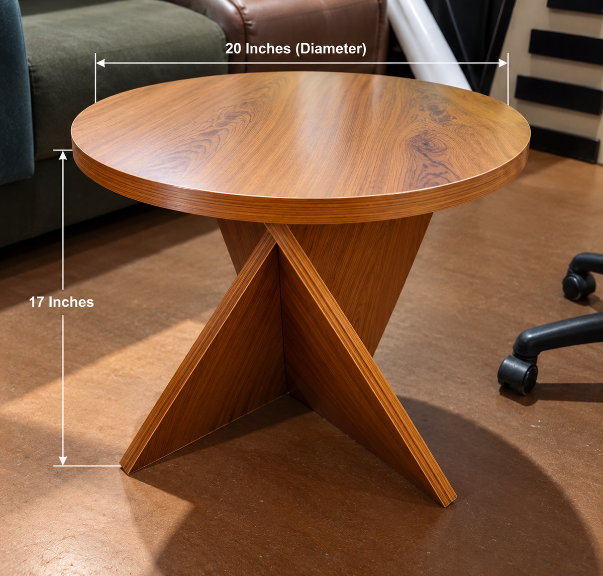 Modern Round Wooden Side Table – Stylish X-Shape Base