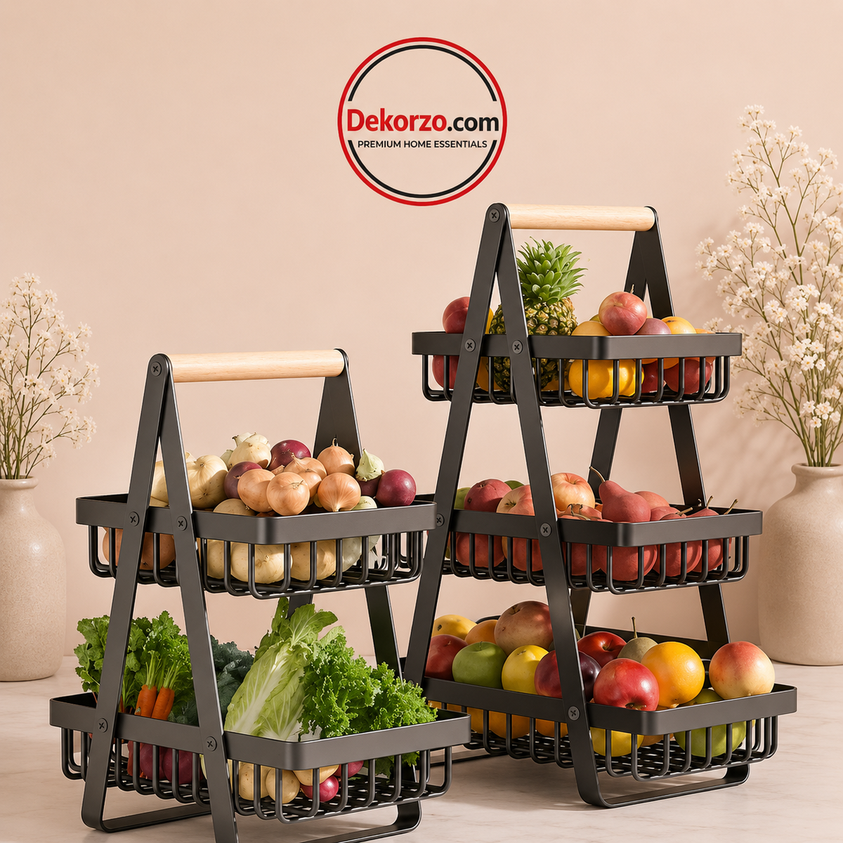 Portable Countertop Organizer for Fruits, Vegetables