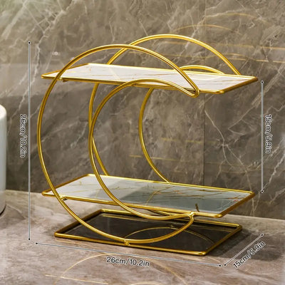 Luxury Golden Cosmetic & Skincare Organizer Rack – 2 Tier
