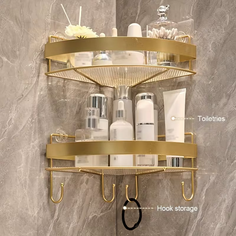Luxury Golden Corner Bathroom Shelf – 2 Tier