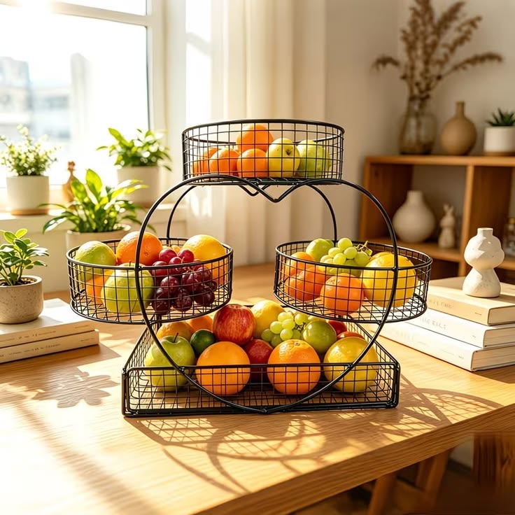 4-Tier Metal Fruit & Vegetable Storage Rack – Black