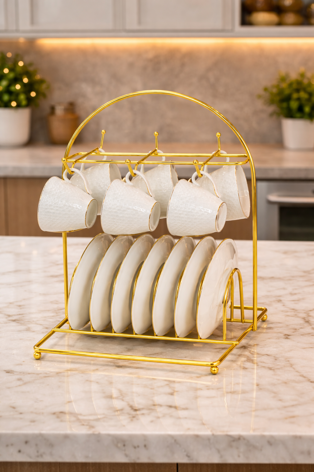 Golden Metal cup Rack