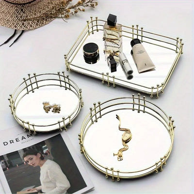 Modern Luxury Geometric Metal Jewelry Tray