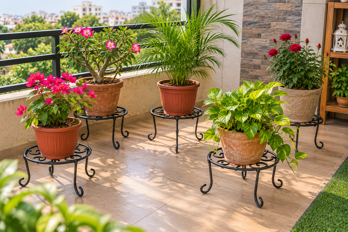 Decorative Black Metal Plant Stands – Scrollwork Iron Pot Holders