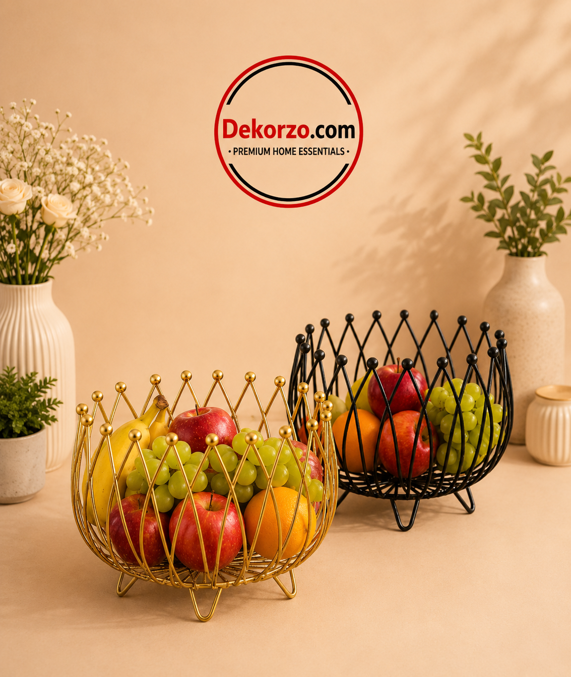 Geometric Metal Wire Fruit Basket