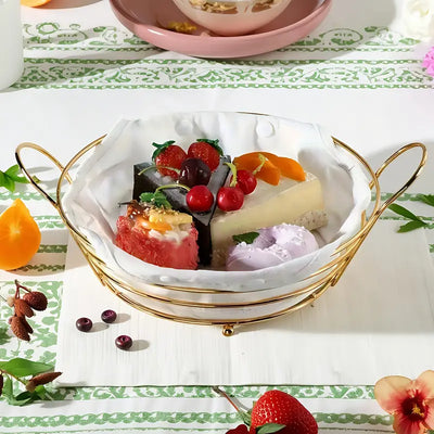 Stylish Gold Fruit Bowl for Kitchen, Iron Wire Fruit Storage Basket