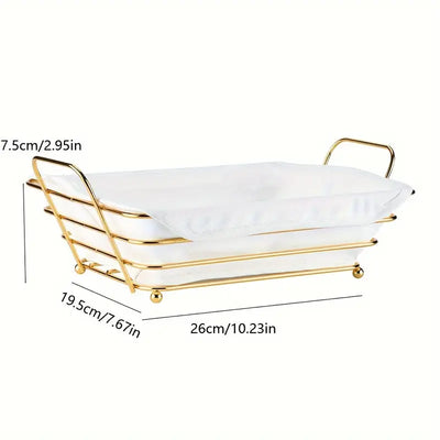 Stylish Gold Fruit Bowl for Kitchen, Iron Wire Fruit Storage Basket