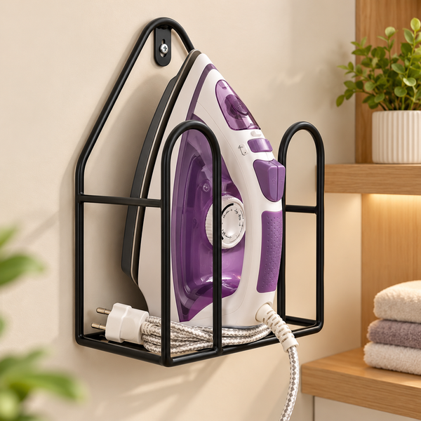 Black Metal Wall-Mounted Iron Holder