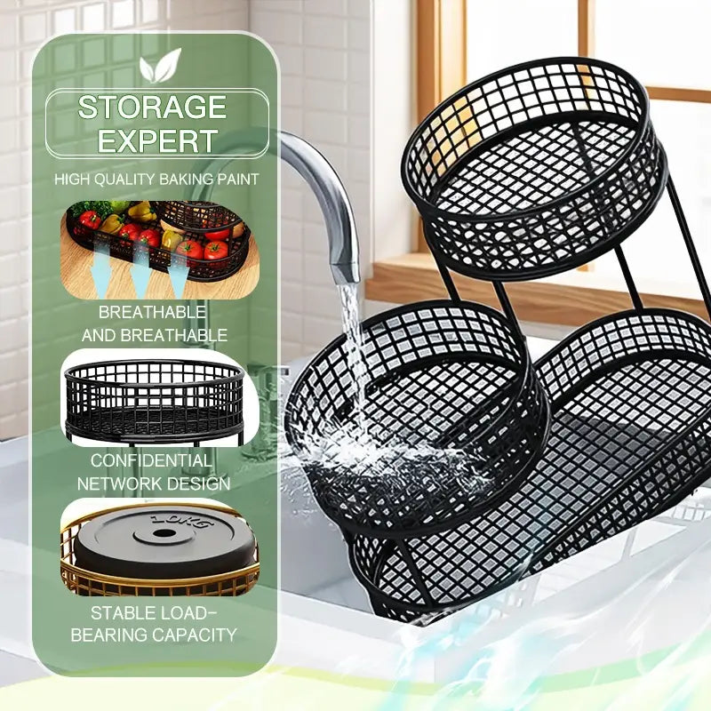 Elegant Multi-Tier Metal Fruit Basket - Large, Luxury Design