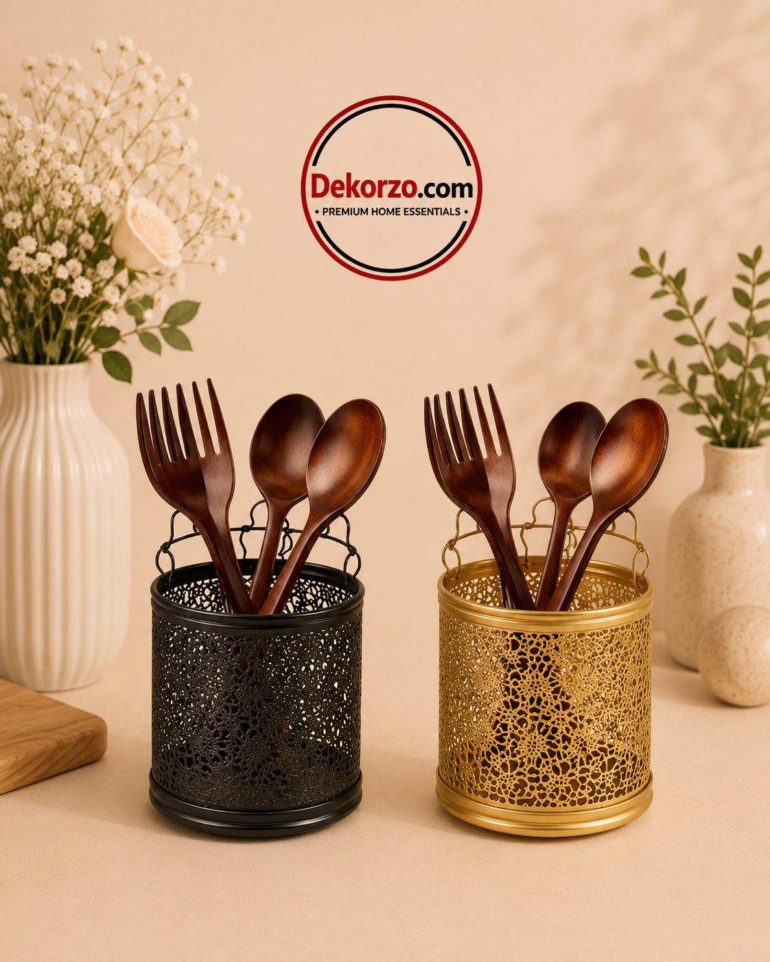 Elegant Metal Cutlery Holder