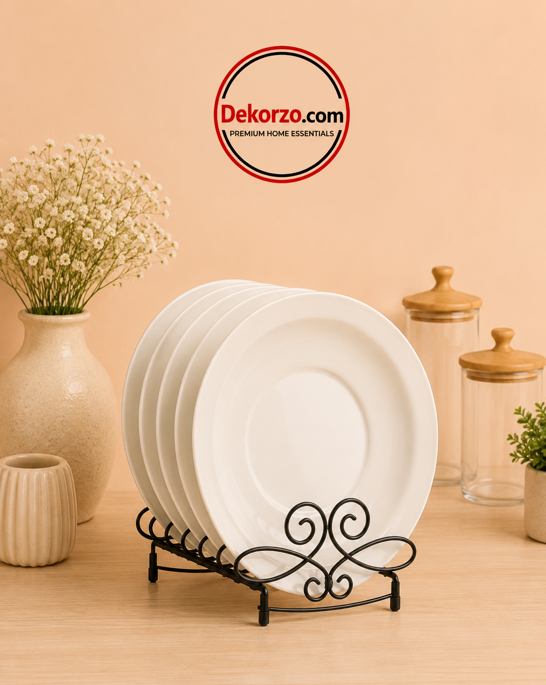 Vertical Plate Stand Holder Dish Rack Dinnerware Organizer