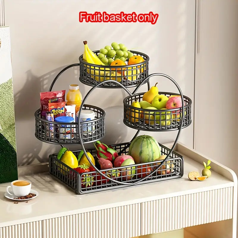 Heart-Shaped 3-Tier Metal Fruit Basket