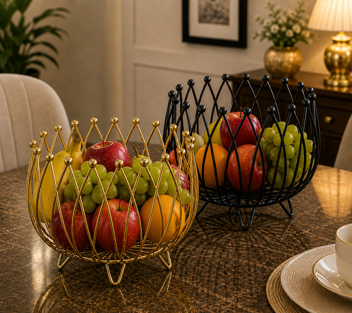 Geometric Metal Wire Fruit Basket