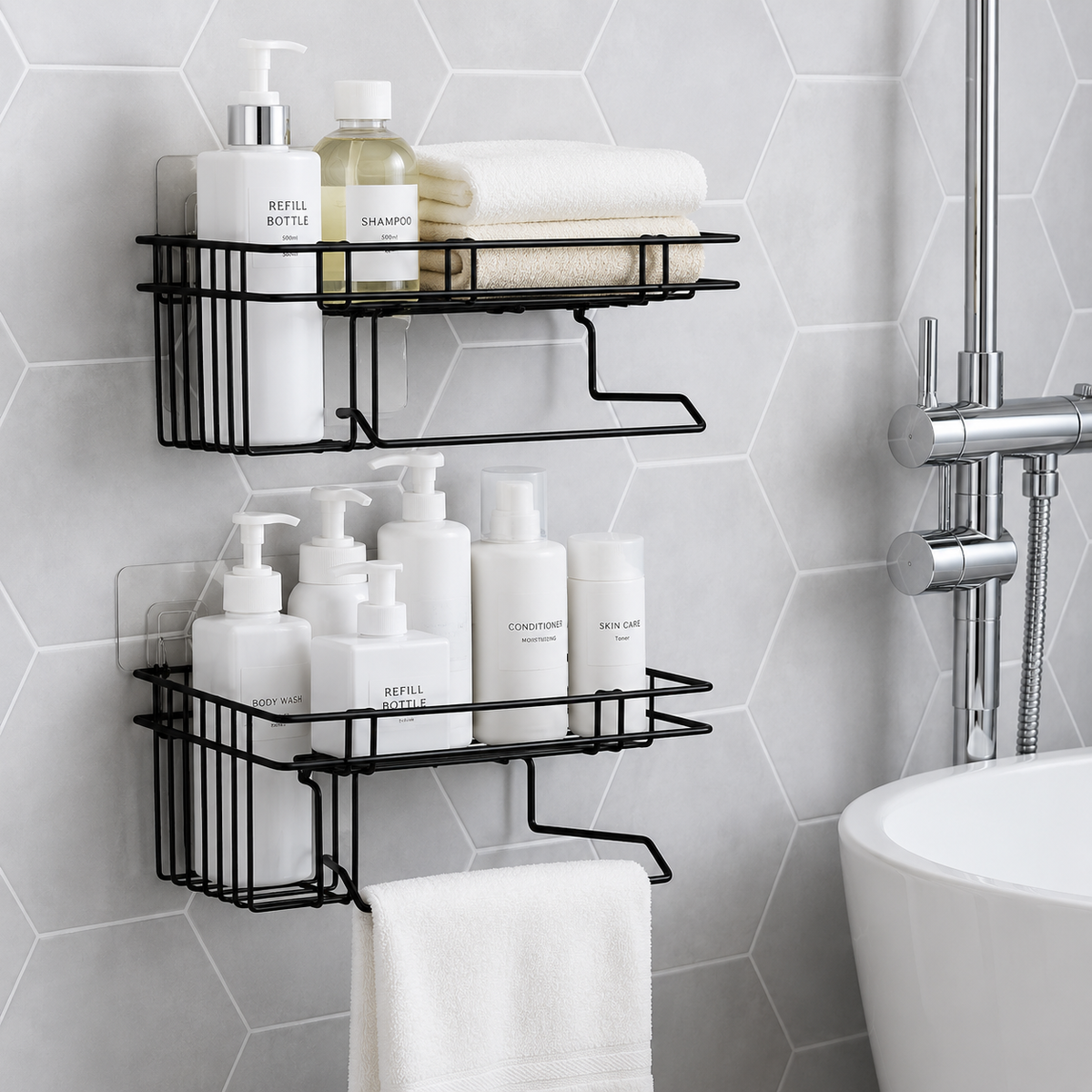 Multipurpose Wall Mounted Kitchen & Bathroom Organizer Rack with Towel Holder
