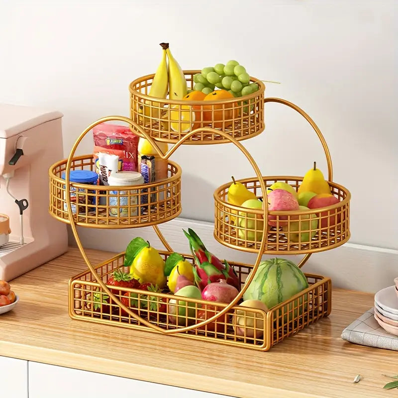 Heart-Shaped 3-Tier Metal Fruit Basket