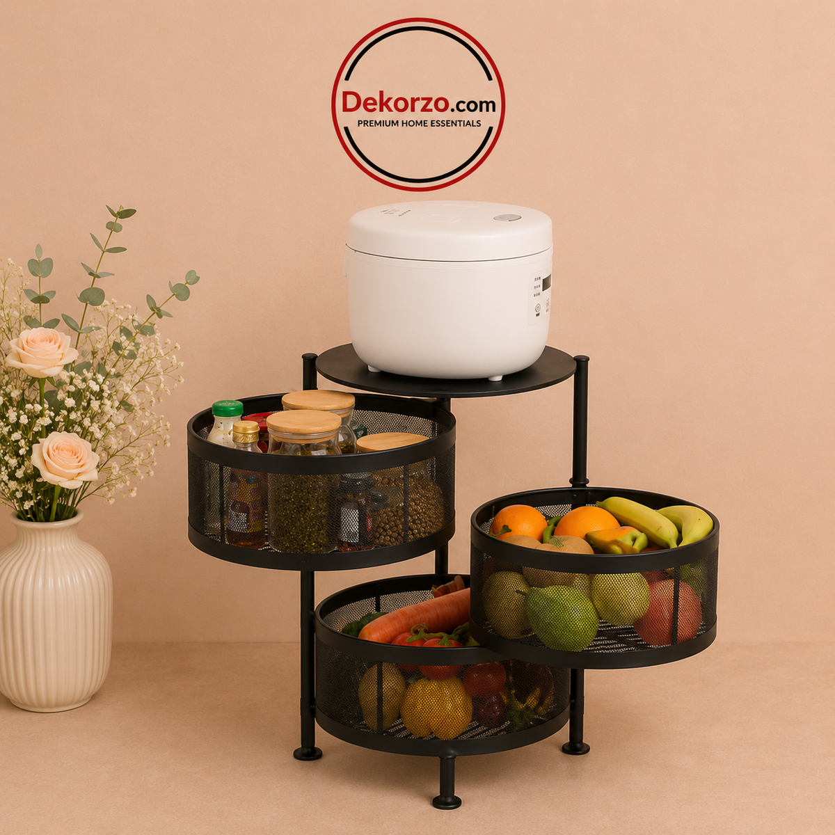 Vegetable trolly Organizer Storage Under Shelf