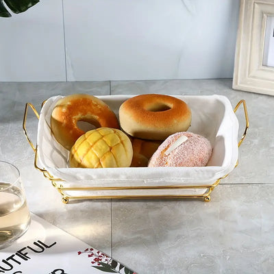 Stylish Gold Fruit Bowl for Kitchen, Iron Wire Fruit Storage Basket