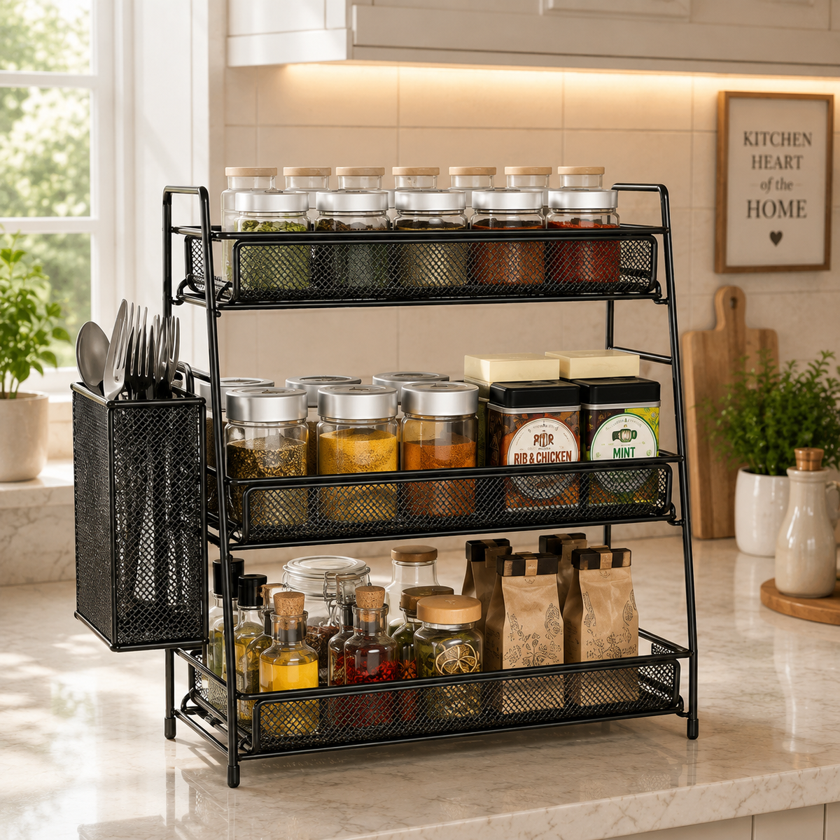 3-Tier Kitchen Organizer & Spice Rack