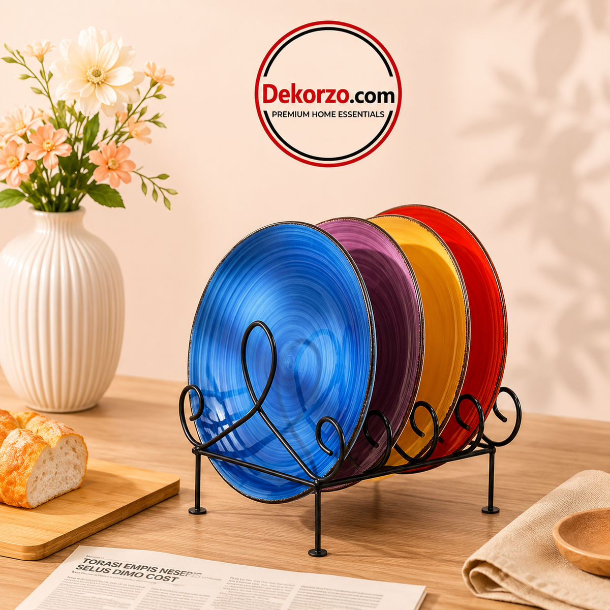 Metal Dish Rack Dinnerware Display Stand