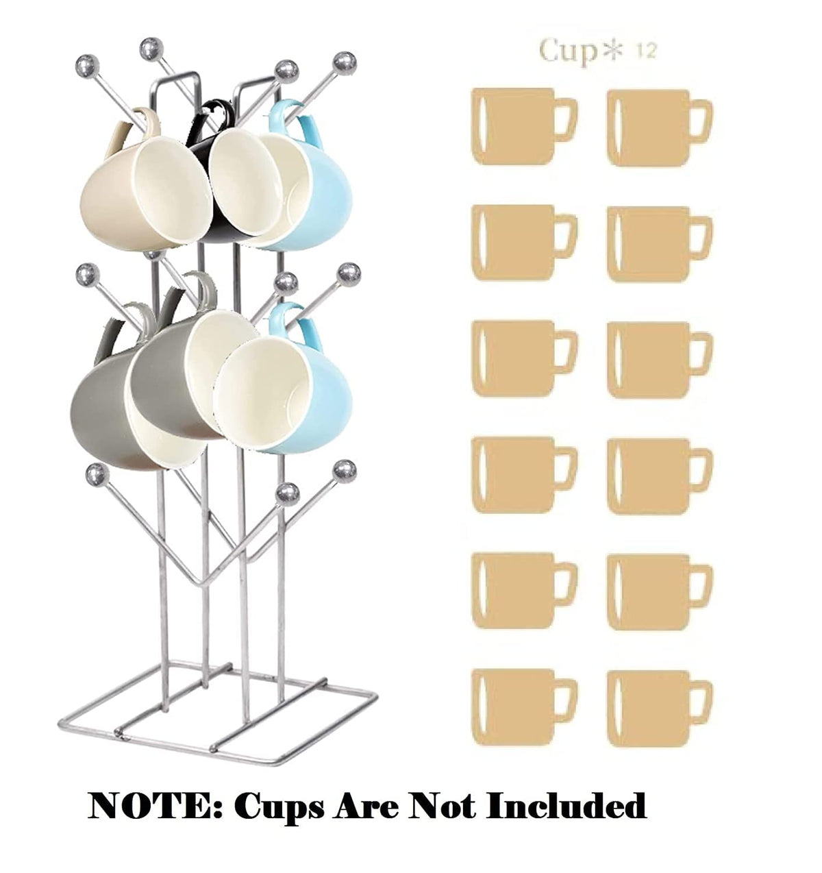 Stainless Steel Kitchens V Shape 12 Cup Stand