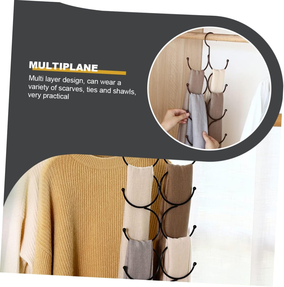 Multi-Hook Door / Wardrobe Hanging Organizer (Metal)