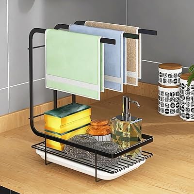 Towel and sponge storage rack, multi-use
