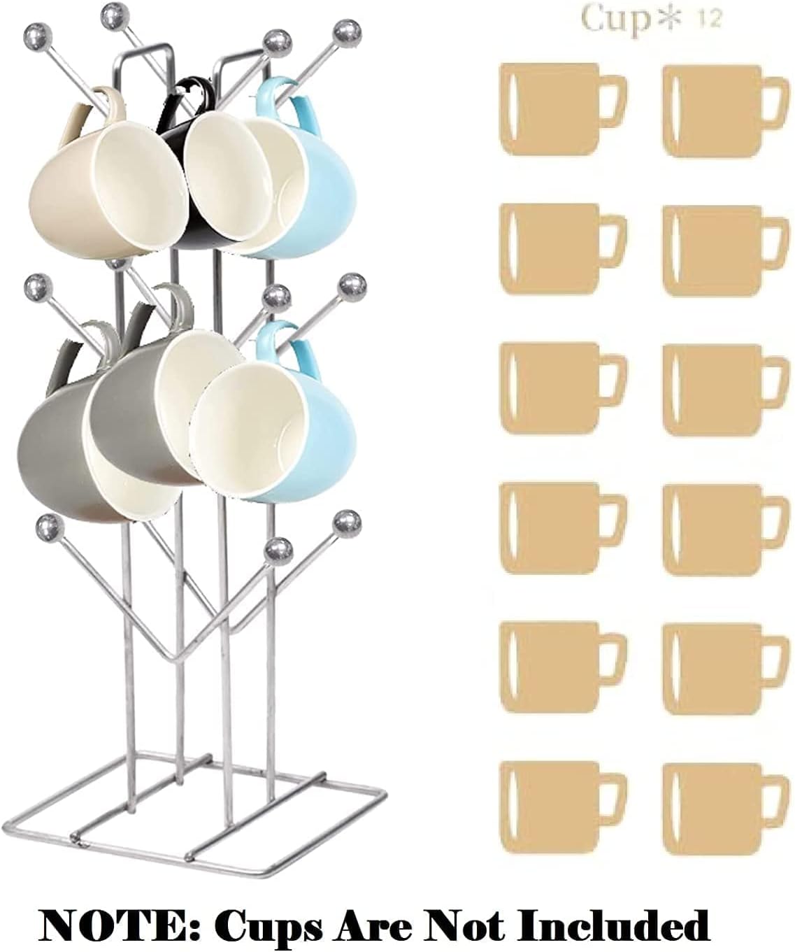 Stainless Steel Kitchens V Shape 12 Cup Stand
