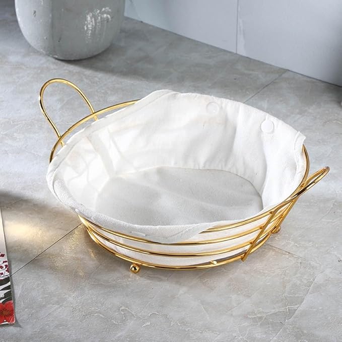 Stylish Gold Fruit Bowl for Kitchen, Iron Wire Fruit Storage Basket