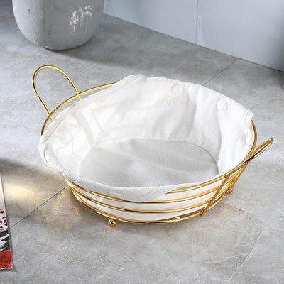 Stylish Gold Fruit Bowl for Kitchen, Iron Wire Fruit Storage Basket