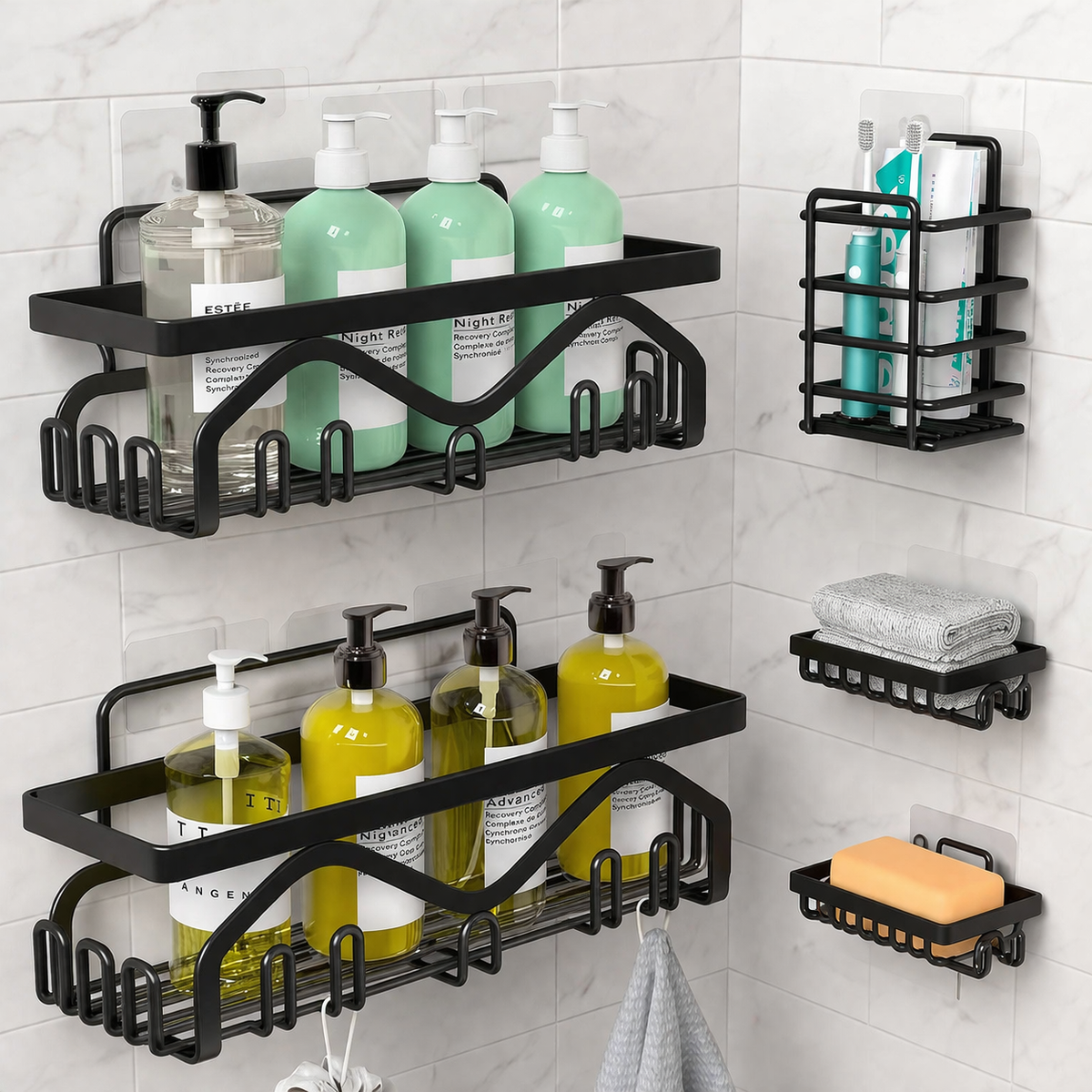 Luxury Wall Mounted Bathroom Rack Organizer – Multi Storage Shelf