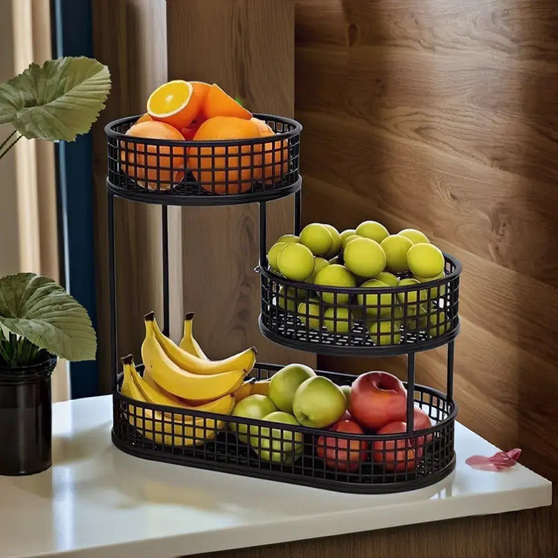 Elegant Multi-Tier Metal Fruit Basket - Large, Luxury Design