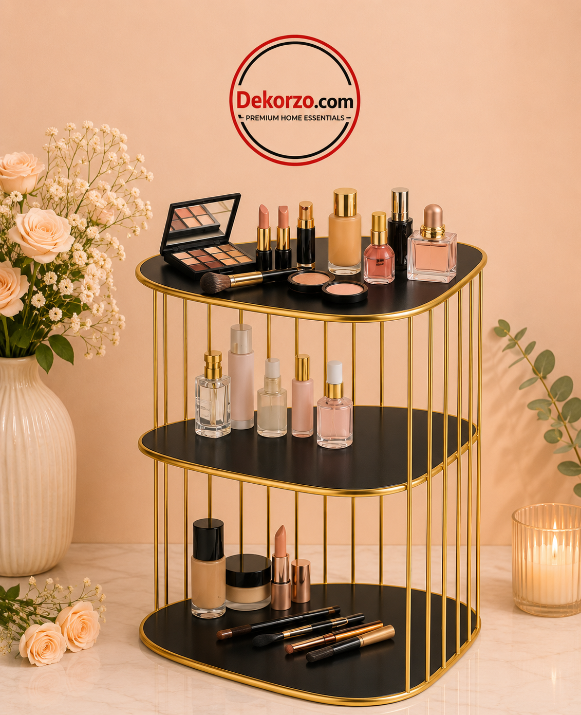3-Tier Luxury Makeup Organizer Rack